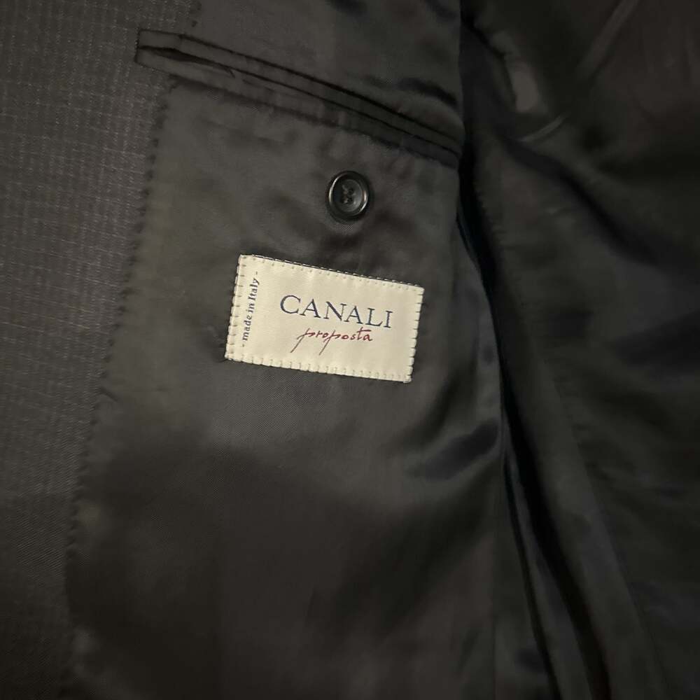 Canali Men's Black Gray Check Wool Sport Coat Jacket Blazer 42L